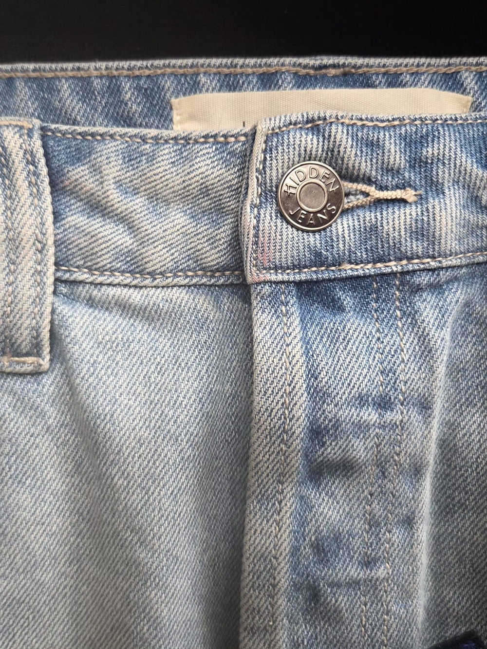 Hidden Jeans Light Wash Distressed Denim Mini Skirt with Fun Patches - Picture 9 of 11
